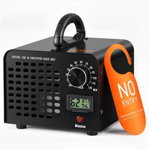 VEVOR Ozongenerator 24000mg/u Ozonisator 100W Luchtreiniger 300㎡ Ozonapparaat Gebouwrenovatie 0-120 Minuten Timer Deodorizer Ozongenerator Vochtigheidsweergave Intelligente Binnenklimaatbewaking