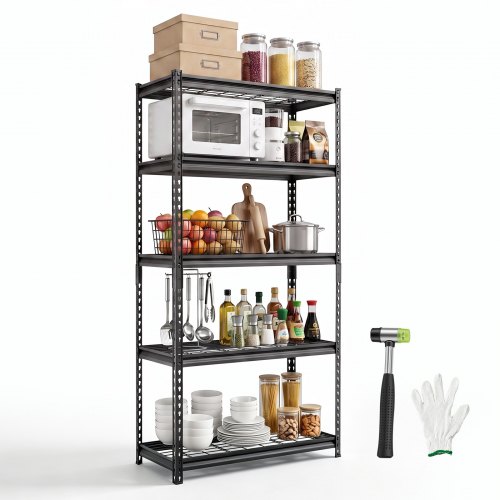 VEVOR 5-laags draadgaasstelling, 923x415x1813mm, 907kg totaal draagvermogen, gaasstelling voor magazijn, garage, kelder en woning, stalen constructie,
