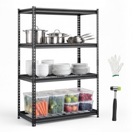 VEVOR 4-laags draadrek, 1016x508x1524mm, draagvermogen 1089kg, gaasplanken voor opslag, garage, keuken en huis, stalen constructie, in hoogte verstelb