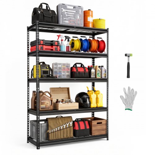 VEVOR 5-laags draadgaasstelling, 1219x450x1813mm, draagvermogen 1134kg, gaasstelling voor magazijn, garage, kelder en thuisgebruik, stalen frame, in h