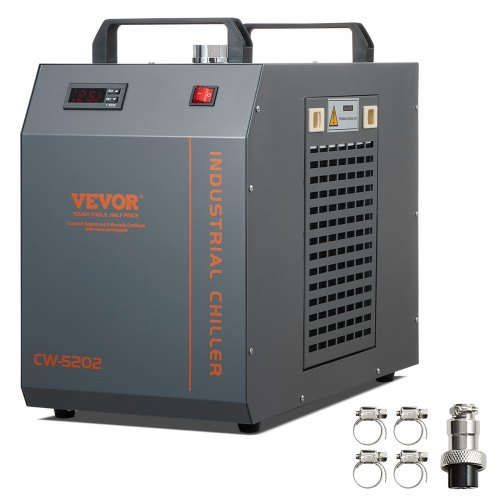 VEVOR industriële waterkoeler, CW-5202, waterkoeler koelsysteem met ingebouwde compressor, watertankcapaciteit van 7 liter, maximale stroomsnelheid van 18 l / min, voor CO2-lasergraveermachine Koelmachine afbeelding