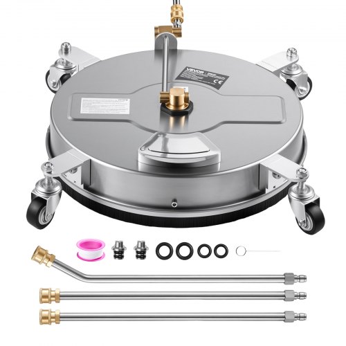 VEVOR hogedrukreiniger voor oppervlakken, 419 mm, vloerreiniger met wielen, oppervlaktereiniger voor opritten, trottoirs en stoepranden, roestvrij staal, max. 276 bar, met 1/4 inch snelkoppeling en verlengbuizen.