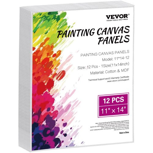 VEVOR Canvas Boards Canvases 12 stuks 280x355mm Schilderdoek Wit Olieverfschilderij afbeelding