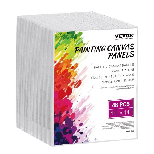 VEVOR Canvas Boards Canvases 48 stuks 280x355mm Schilderdoek Wit Olieverfschilderij afbeelding