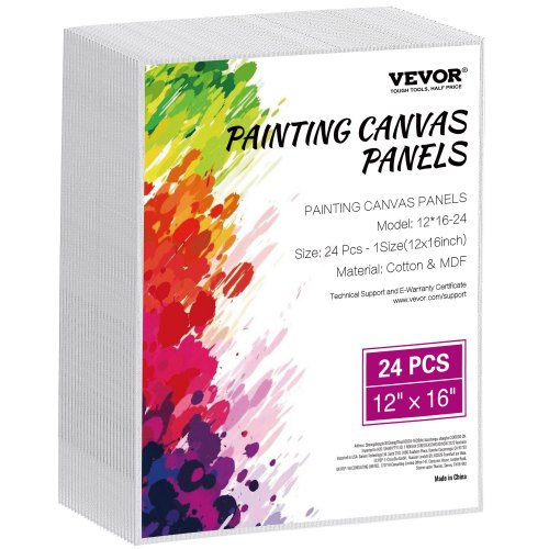 VEVOR Canvas Boards Canvas 24 stuks 305x406mm Schilderdoek Wit Olieverfschilderij afbeelding