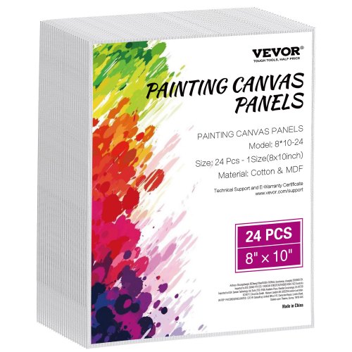 VEVOR Canvas Boards Canvas 24 stuks 203x254mm Schilderdoek Wit Olieverfschilderij afbeelding