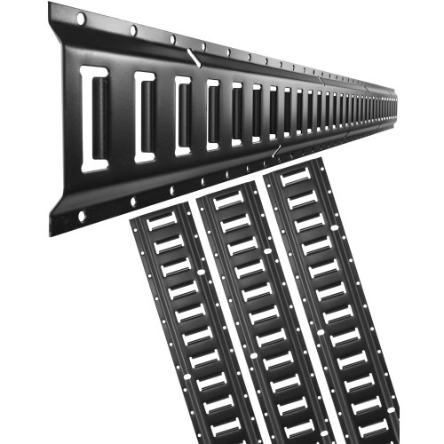 VEVOR E-Track railset, 1,5 meter stalen rails, 4 stuks, draagvermogen tot 2000 kg, zware rails met schroeven voor garages, bestelwagens, aanhangwagens, motorfietsbevestigingen, ATV-bevestigingen afbeelding