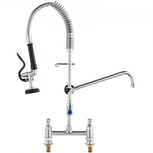 VEVOR Commerciële Keukenkraan met Uittrekbare Sproeier, 66 cm Hoogte, 203 mm Midden, 305 mm Draaibare Uitloop, Messing Keukenkraan voor Aanrechtbladmo