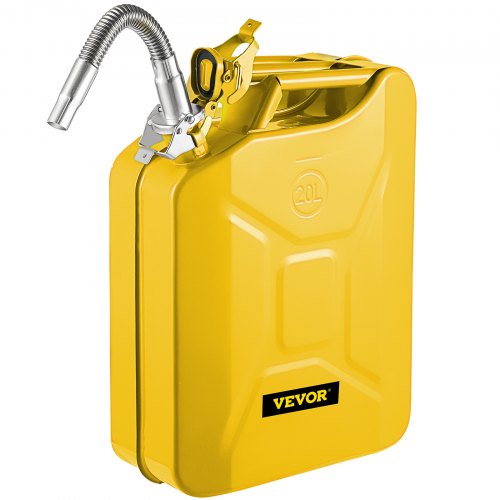 VEVOR Jerry Brandstofbus, 5,3 Gallon/20L Draagbare Jerry Gasbus met Flexibel Uitloopsysteem, Roestvrije en Hittebestendige Stalen Brandstoftank voor Auto Vrachtwagen Apparatuur, Geel afbeelding