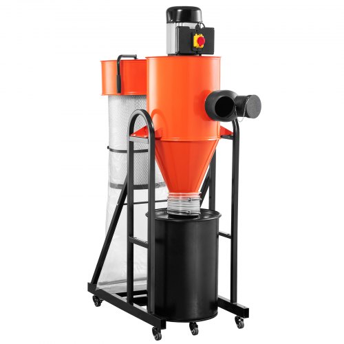 VEVOR stofafzuigsysteem, stofafzuiger, cycloonafscheider, 1,5 pk stofafzuiger met 47,32 liter stofzak en standaard, intelligente cycloonafscheiding, stofafzuigsysteem voor houtbewerking afbeelding
