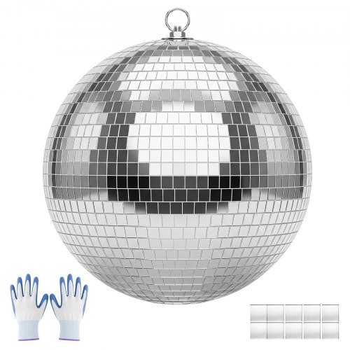 VEVOR Spiegelbol Discobal 300 mm Discobal met ophangring, voor feest- en huisdecoratie, DJ, dansclub, apparatuur voor lichteffecten en feestverlichting, 360° reflectie, herbruikbaar