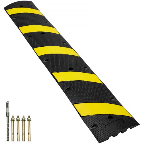VEVOR 2-kanaals kabelbeschermingsramp Kabelbrug van rubber Slangbrug 183 x 30 x 4,5 cm Overloopbeveiliging 10000 kg (per as) Draagvermogen Kabelramp Antislip uitvoering Ideaal voor parkeerplaatsen afbeelding