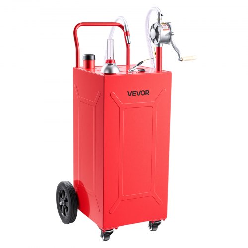 VEVOR 132,5L Brandstoftrolley Mobiel Tanksysteem met Handpomp, Rood, Draagbare Brandstoftank voor Auto's, Grasmaaiers, ATV's, Met 4 Wielen & Oliepeili