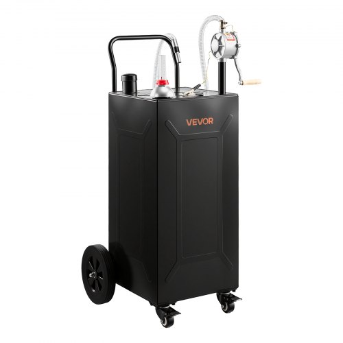 VEVOR 113,6L Mobiele Brandstoftank op wielen met handpomp, zwart, draagbare brandstoftank voor auto, grasmaaier, boot, met 4 wielen en oliepeilindicat