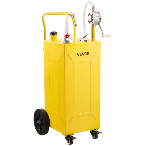 VEVOR 113,6L Brandstoftrolley Mobiel Tanksysteem met Handpomp, Geel, Draagbare Brandstofkanister voor Auto, Grasmaaier, Boot, Met 4 Wielen & Oliepeili