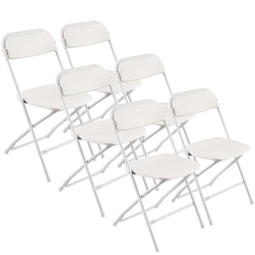 VEVOR 6-pack opvouwbare stoelen, opvouwbare kunststof stoelen, draagbare kampeerstoel, stapelbare zitplaatsen voor binnen en buiten, opvouwbare stoel voor thuis, tuin, feesten en evenementen, wit afbeelding