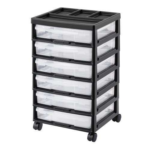 VEVOR Rolling Cart 6 Opbergdozen Scrapbook Transparante Knutselbenodigdheden afbeelding