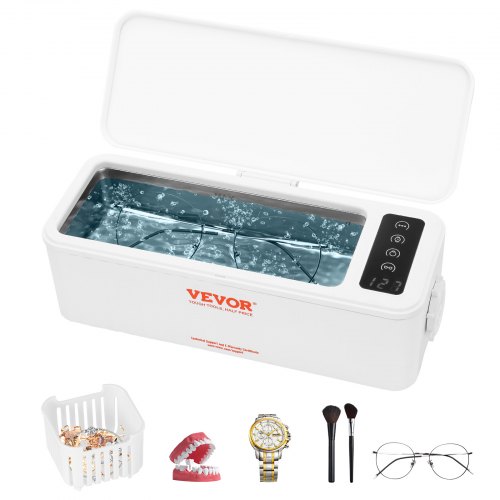 VEVOR Ultrasoonreiniger Ultrasoon roestvrij staalreiniger 15-20 W, 470 ml Ultrasoonreiniger met digitaal display, Wit Vier beschikbare modellen voor sieraden, brillen, horloges, enz. afbeelding