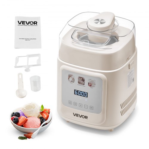 VEVOR Automatische ijsmachine met ingebouwde compressor 1 L Zonder voorvriezen, Gelato- en ijsmachine met 4 standen, Elektrische ijsmachine Bevroren y