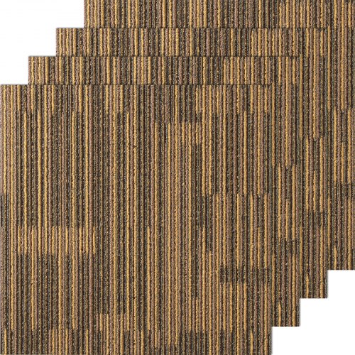 VEVOR Tapijttegels 500x500mm Tapijt met aangehechte vulling Zacht gevoerde tapijttegels Eenvoudige doe-het-zelf installatie voor slaapkamer woonkamer (12 stuks, gemengd bruin) afbeelding
