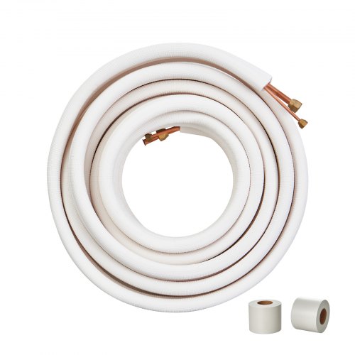 VEVOR 50FT Mini Split Line Kit, 1/4" en 1/2" OD Koperen Leidingen met Drielaagse Isolatie, voor Mini Split Airconditioners, Koelmiddel- of Warmtepompapparatuur en HVAC met