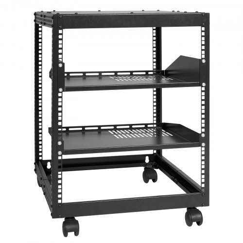 VEVOR 12U Open Frame Server Rack 58.5-101.6cm/23-40" Verstelbare Diepte Vrijstaand/Wandgemonteerd Netwerk Server Rack 4 Posten AV Rack met Wielen voor al uw Netwerk IT Apparatuur AV Apparatuur afbeelding