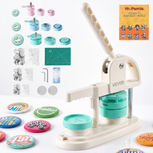 VEVOR knopenmachine ⌀ 25/32/58 mm knopenmaker, knopenpers voor doe-het-zelf badges, speldjes, sleutelhangers, magnetisch snelwisselsysteem, 300 knopen