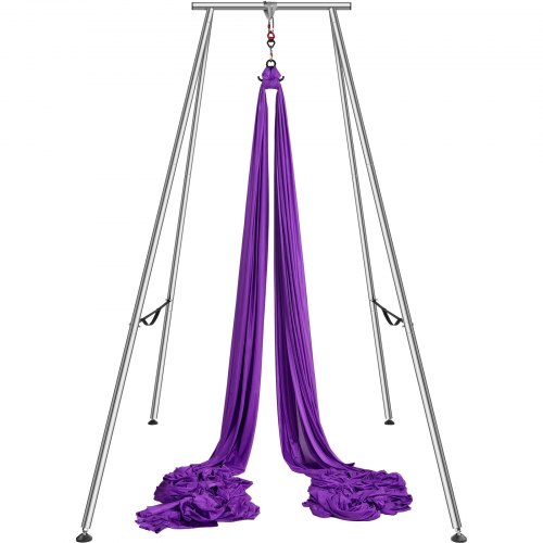 VEVOR Aerial yoga-hangmat met yogaframe 12 x 2,6 m, paars yogaschommel Air Flying, yogaschommel hangmatschommel 250 kg max. draagvermogen, inclusief yogasokken en voetkussens, anti-zwaartekrachtoefeningen