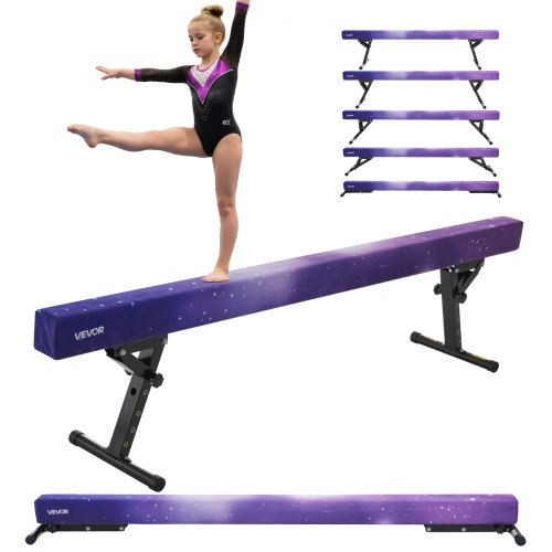 VEVOR Evenwichtsbalk Gymnastiek Kinderen 241 cm Hoogte Verstelbaar (5 Niveaus), 158,7 kg Draagvermogen Gymnastiekbalk Gymnastiekbalk, Evenwichtsbalk E