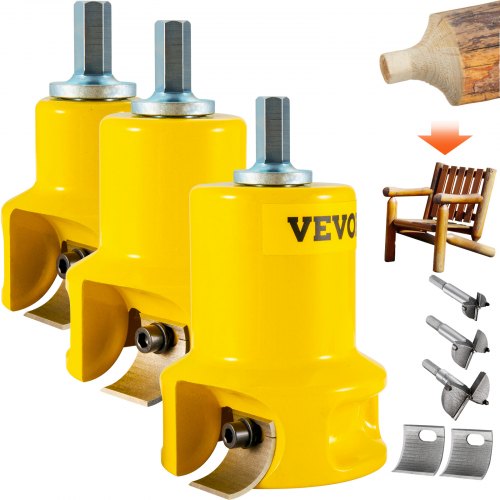 VEVOR pennenfrees Forstner boor 25,4 & 38 mm & 50,8 mm, 6 messen pennenfrees Forstner bit pennenfreesset voor balkenbedden, balustrades, balkenhekken, balkentafels enz. Forstner bit afbeelding