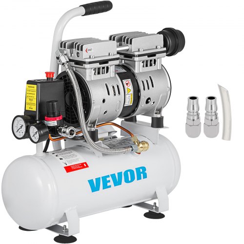 VEVOR Olievrije Draagbare Luchtcompressor 550W Olievrije Stille compressor 9L Luchtcompressor Olievrije Pomp Draagbaar Perfecte Unit Voor Al Inflatiebehoeften Plaatwerk Schilderen Stalen Luchtpistoo