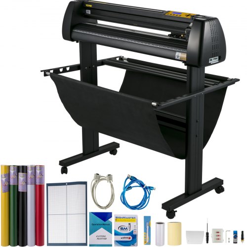 VEVOR vinylsnijder, 34-inch pakket vinylsnijmachine, handmatige vinylprinter, LCD-scherm, plottersnijder, bordsnijden met Signmaster-software voor ontwerpen en snijden, met accessoires, afbeelding