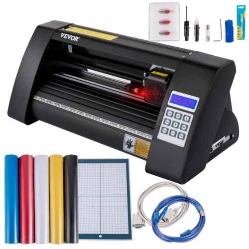 VEVOR Vinyl Snijplotter, 375 mm Snijplotter Machine, LED Desktop Vinyl Cutter Plotter, Semi-automatisch Ingebouwd Optisch Oog Lasergeleiding, Compatib