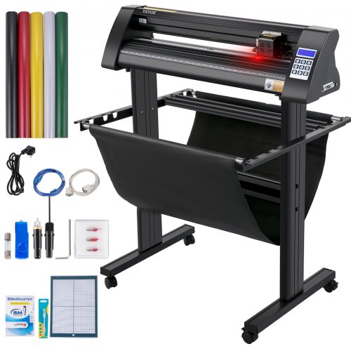 VEVOR Vinyl Snijplotter 870mm Snijplotter Vinylsnijder LEDscherm Vinyl Cutter Semi-automatisch Ingebouwd Optisch Oog Lasergeleiding Compatibel afbeelding