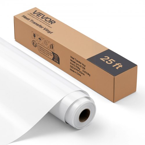 VEVOR Vinyl Film Warmteoverdrachtsfolie Vinylrol 304,8 x 7260 mm Wit afbeelding