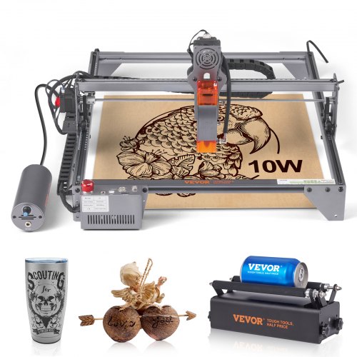 VEVOR lasergraveermachine 10W graveerapparaat 40x40cm werkgebied lasergraveerder 455±5nm blauwlichtlaser 10.000 mm/min Compatibel met LightBurn & LaserGRBL voor hout kunststof, acrylleer roestvrij staal afbeelding