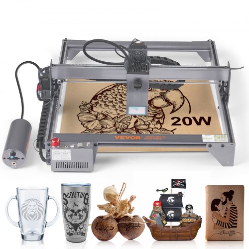 VEVOR Lasergraveermachine Graveerapparaat 20W 40x40cm graveergebied lasergraveur 455±5nm blauwe lichtlaser 10.000 mm/min Buislasersnijden afbeelding