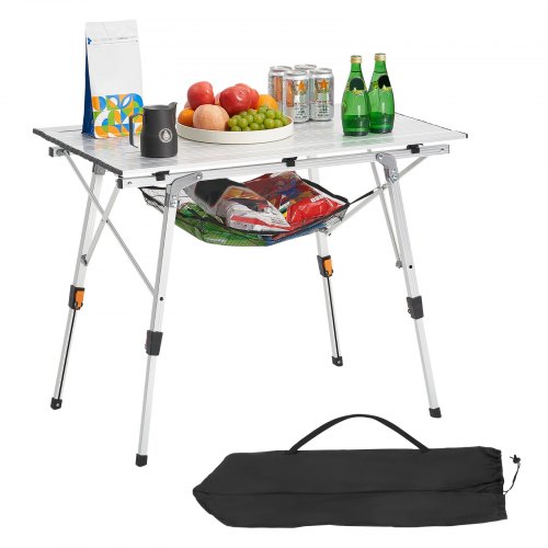 VEVOR Opvouwbare Tafel Draagbare Picknicktafel Buffettafel Aluminium 90cm Zilver afbeelding