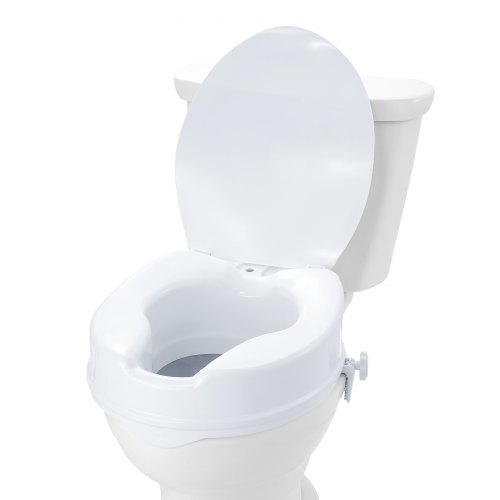 VEVOR Verhoogde toiletbril Verhoogde toiletbril 10 cm 136 kg Draagvermogen Universele verhoogde toiletbril Schroefstangslot met toiletbril voor gehandicapte patiënten Zwangere vrouwen afbeelding