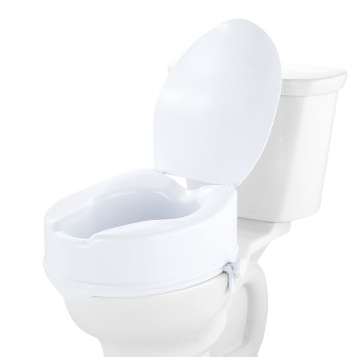 VEVOR toiletbrilverhoger universele toiletverhoger 15 cm draagvermogen 136 kg schroefstangslot met toiletbril voor senioren, gehandicapten, zwangere vrouwen, artsen wit afbeelding