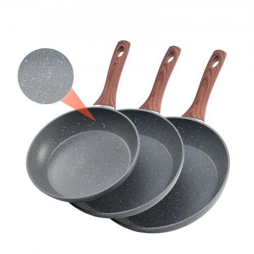 VEVOR 3-delige koekenpannenset 250/280/325mm kookpan grijs antiaanbaklaag afbeelding