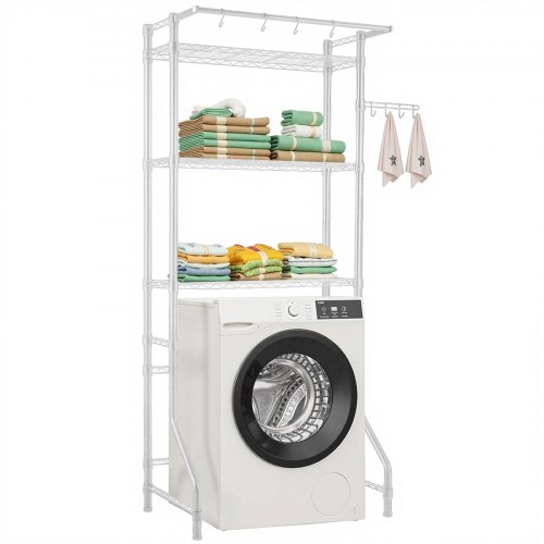VEVOR Opbergrek boven wasmachine/droger, enkele rij, 3 lagen, wit afbeelding
