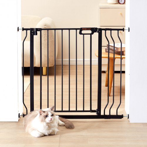 VEVOR deurveiligheidshek, slagboom, traphekje, 749-990 mm breedtebereik, kinderhekje, huisdierenhekje, traphekje, draaibaar 762 mm hoogte aan beide zijden, zwart babyhekje zonder boren afbeelding