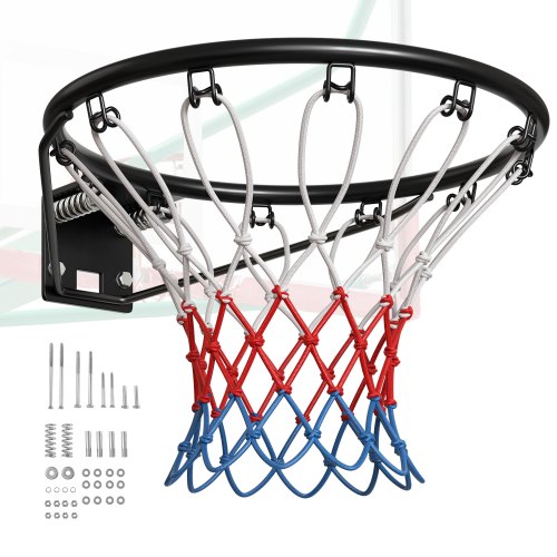 VEVOR basketbalring, ophangring, 485 mm, basketbalnet 595 x 485 x 120 mm, getest op kwaliteit en veiligheid, geschikt voor binnen en buiten, universee