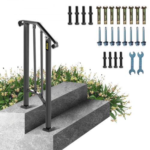 VEVOR Balustrade Trap Smeedijzeren Leuning 1-2 Treden Trap Leuning 17,3 cm Smeedijzeren Rail Afstand Tussen Palen 30 cm Outdoor Indoor Trapleuning afbeelding