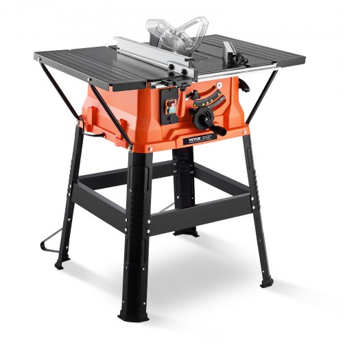 VEVOR 254 mm tafelzaag met onderstel, 1800 W bouwcirkelzaag, max. zaagcapaciteit 200 mm, zaagsnelheid 4800 tpm, met 24-tands zaagblad, verstekzaag voor houtbewerking en meubelmakerij