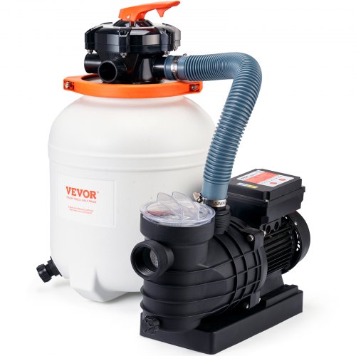 Vevor Zandfilterpomp Voor Bovengrondse Zwembaden, 12-inch Zandfiltertank, 10000 L/u Stroming, 0,5 Pk 285 W Zwembadpompsysteem En Filters Comboset Met 6-weg Multipoortklep En Zeefmand, Voor Particuliere En Commerciële Zwembaden afbeelding