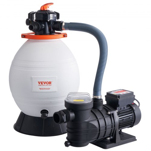 Vevor Zandfilterpomp Bovengronds 1.14HP 850W Vermogen 16-inch Zandfiltertank 18000L/H Stroomsnelheid Zwembadpompsysteem & Filters Combo Set Met 6-weg Multi-poortklep En Zeefmand, Voor Huishoudelijke En Commerciële Zwembaden afbeelding