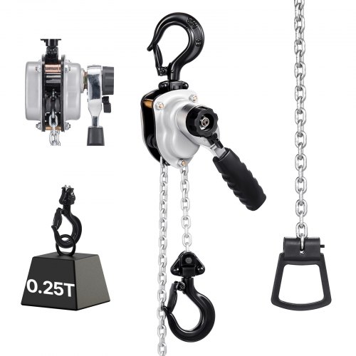 VEVOR Mini Hefboomtakel, 1/4T Capaciteit, Handkettingtakel, 3 m Hefvermogen, G80 Stalen Legering Ketting met Mechanische Dubbele Palrem, Kettingtakel
