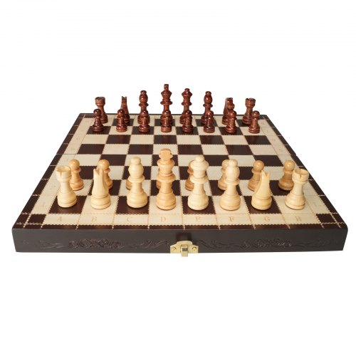 VEVOR Magnetisch houten schaakspel, schaakspel van 29 x 29 cm, opvouwbare schaakbordspellen met schaakstukken, opvouwbaar schaakspel, set voor feest, familie-activiteiten, reisschaak, kinderen afbeelding